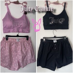 2 Playboy & Juicy Couture Women's Pink and Black Intimates Sets